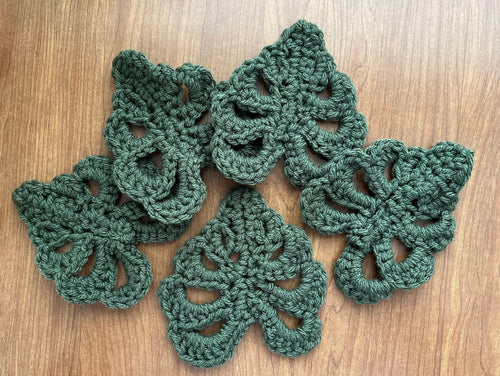 Crochet Monstera Coasters: Handmade Plant Coaster Set