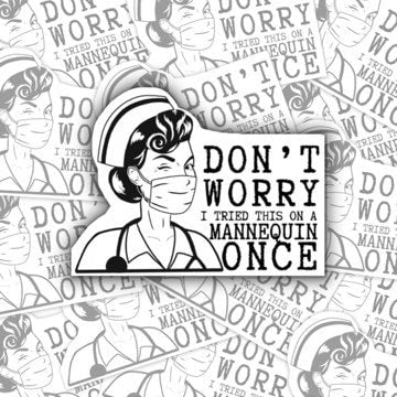 Nurse Sticker: Funny Mannequin Design, Waterproof Gift